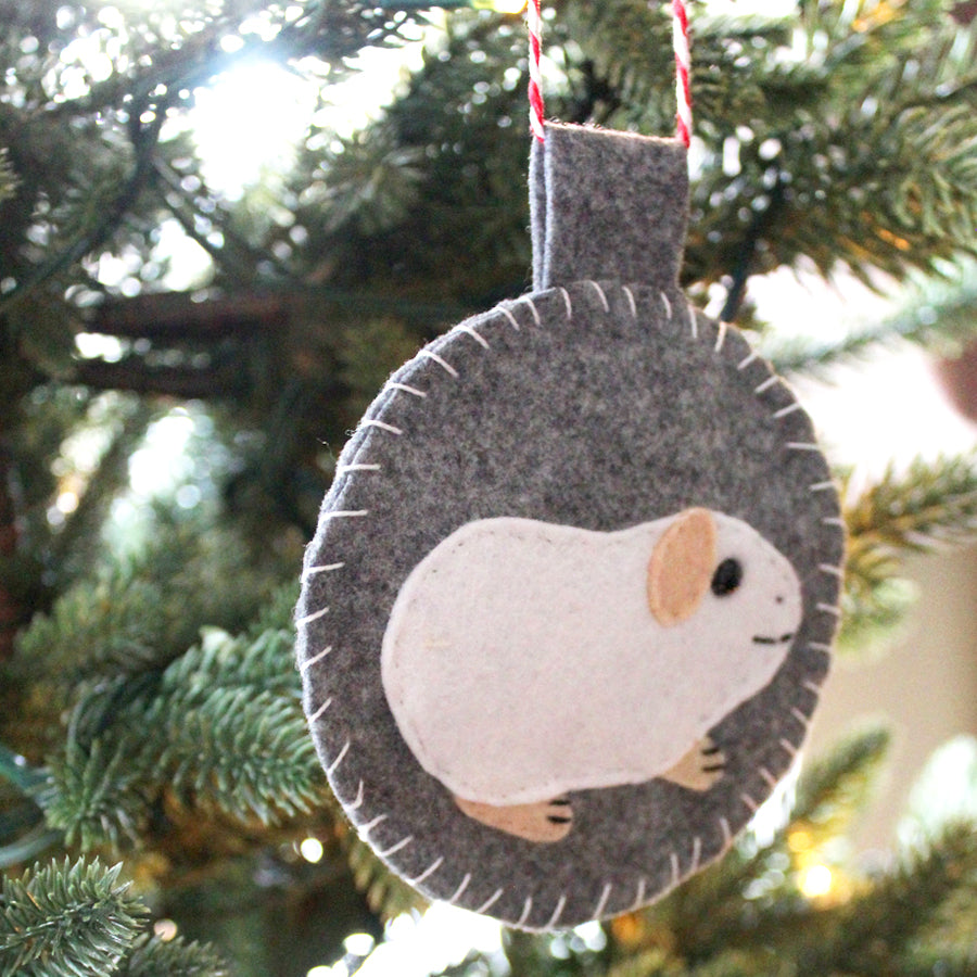 Felt White Guinea Pig Decoration