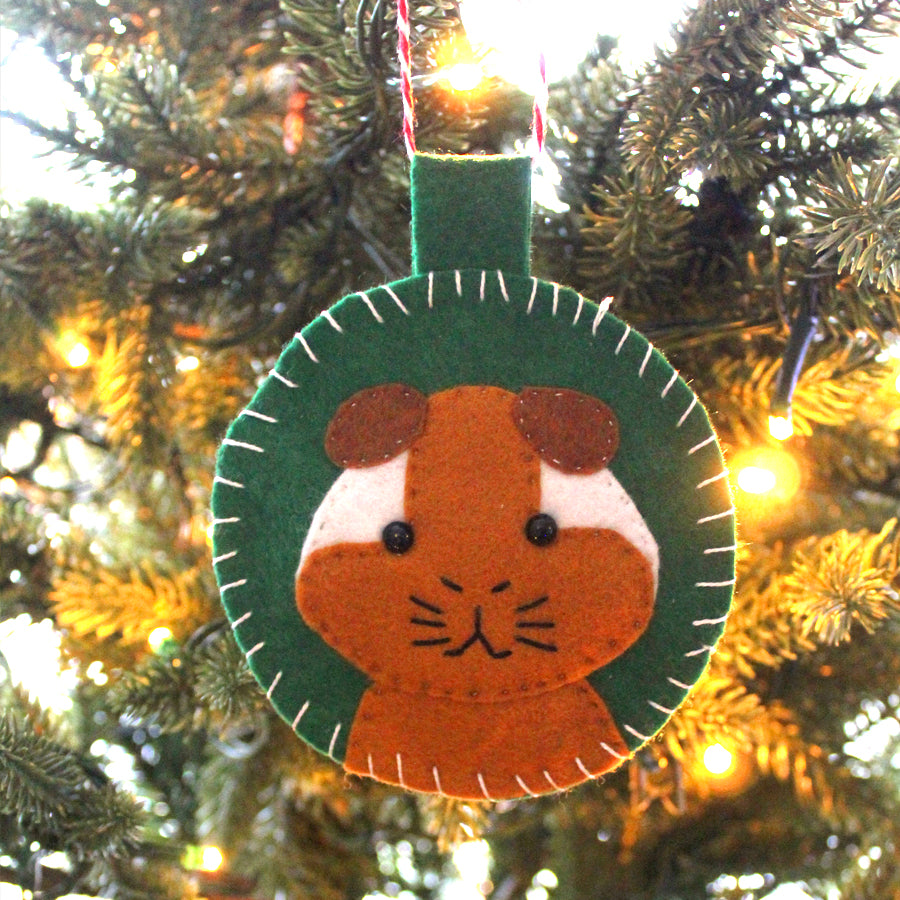 White & Ginger Guinea Pig Felt Decoration