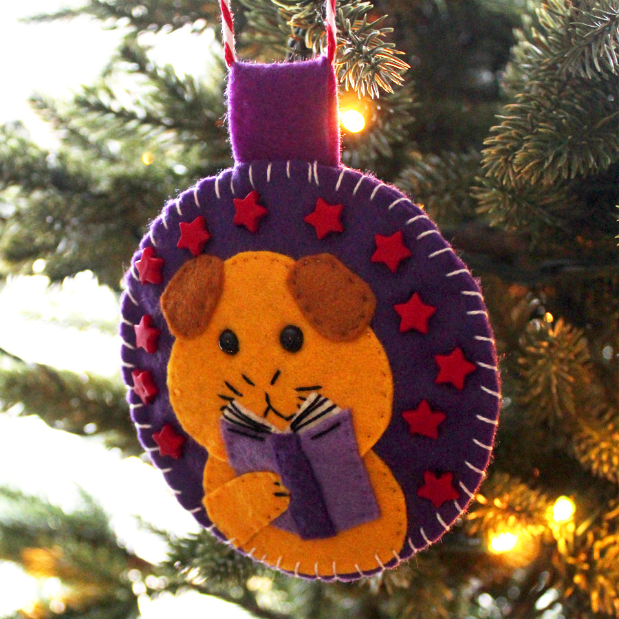 Bookish Ginger Guinea Pig Felt Decoration