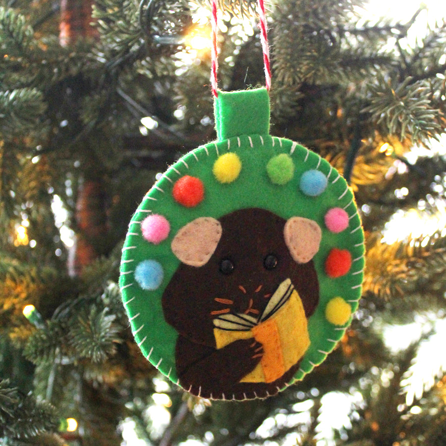 Brown Guinea Pig Bookish Felt Decoration