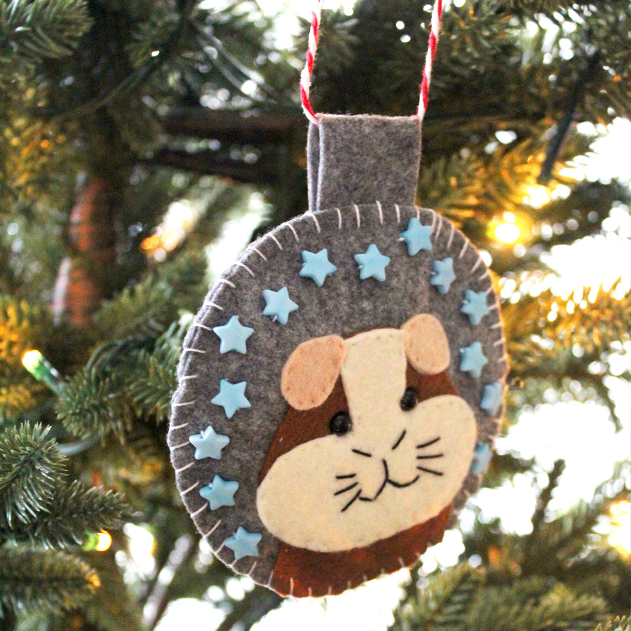 Brown & Cream Guinea Pig Felt Decoration