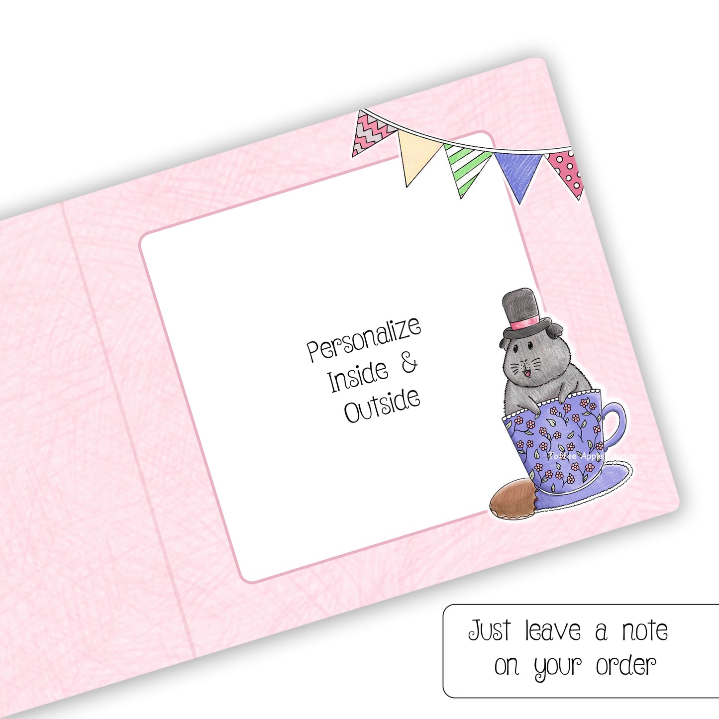 Guinea Pig Tea Party - Personalised Greetings Card