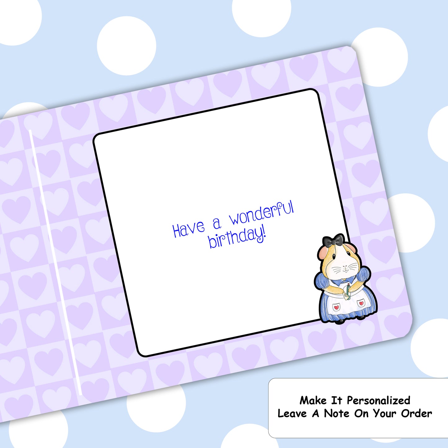 Alice In Piggy Land - Guinea Pig Birthday Card