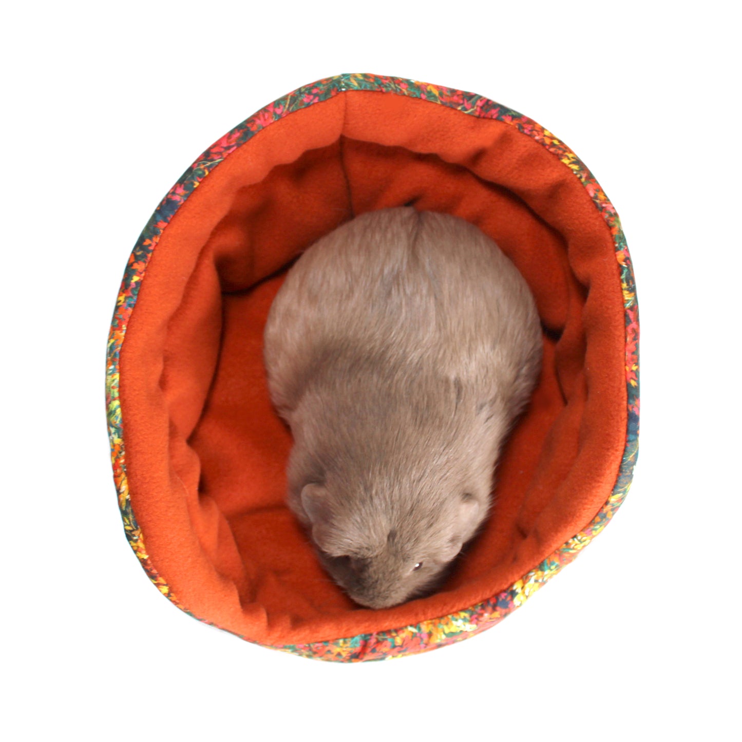 Autumn Leaves Bed for Guinea Pigs, top view with guinea pig