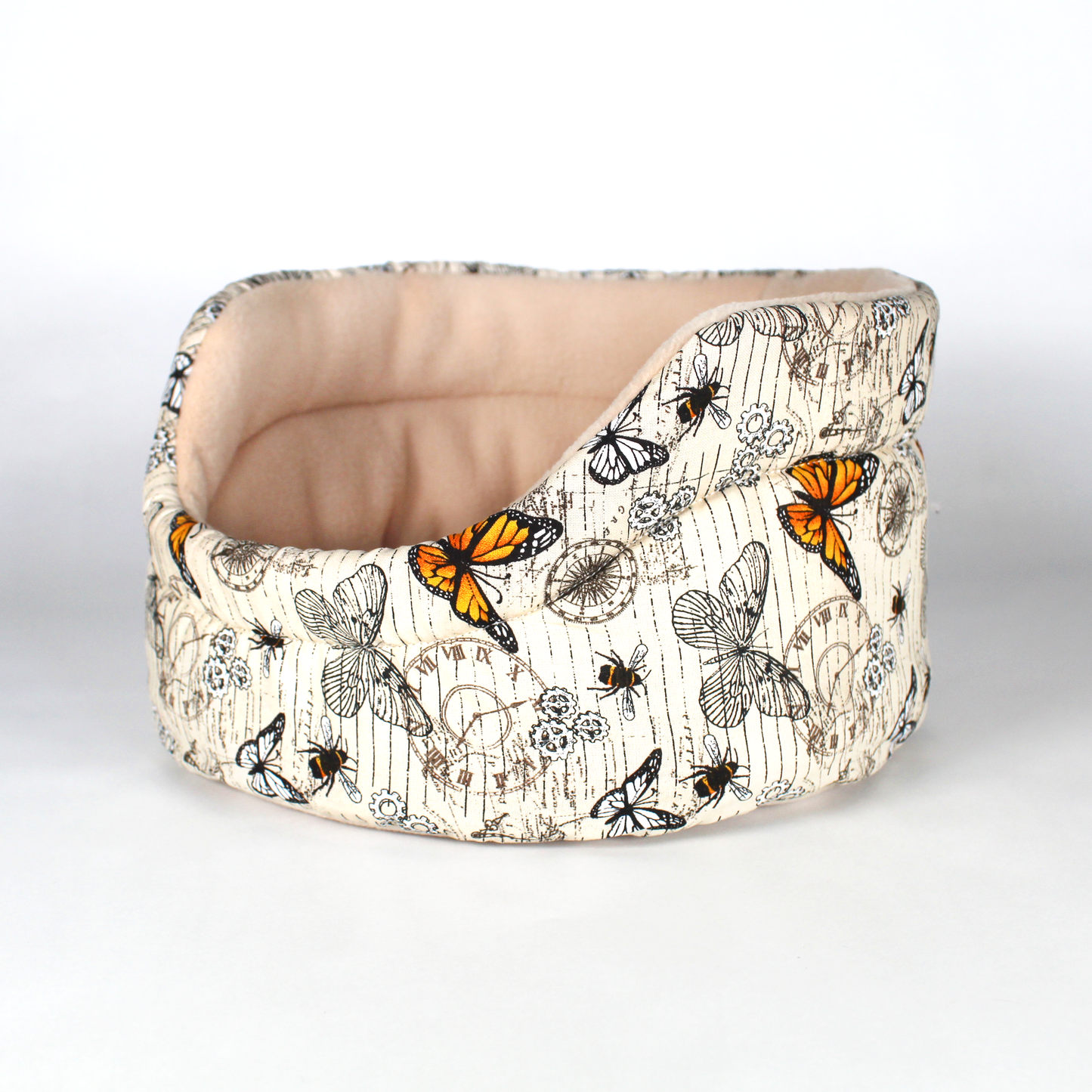 Steampunk Butterfly Cuddle Cup Bed, alternate side view of the cuddle cup bed