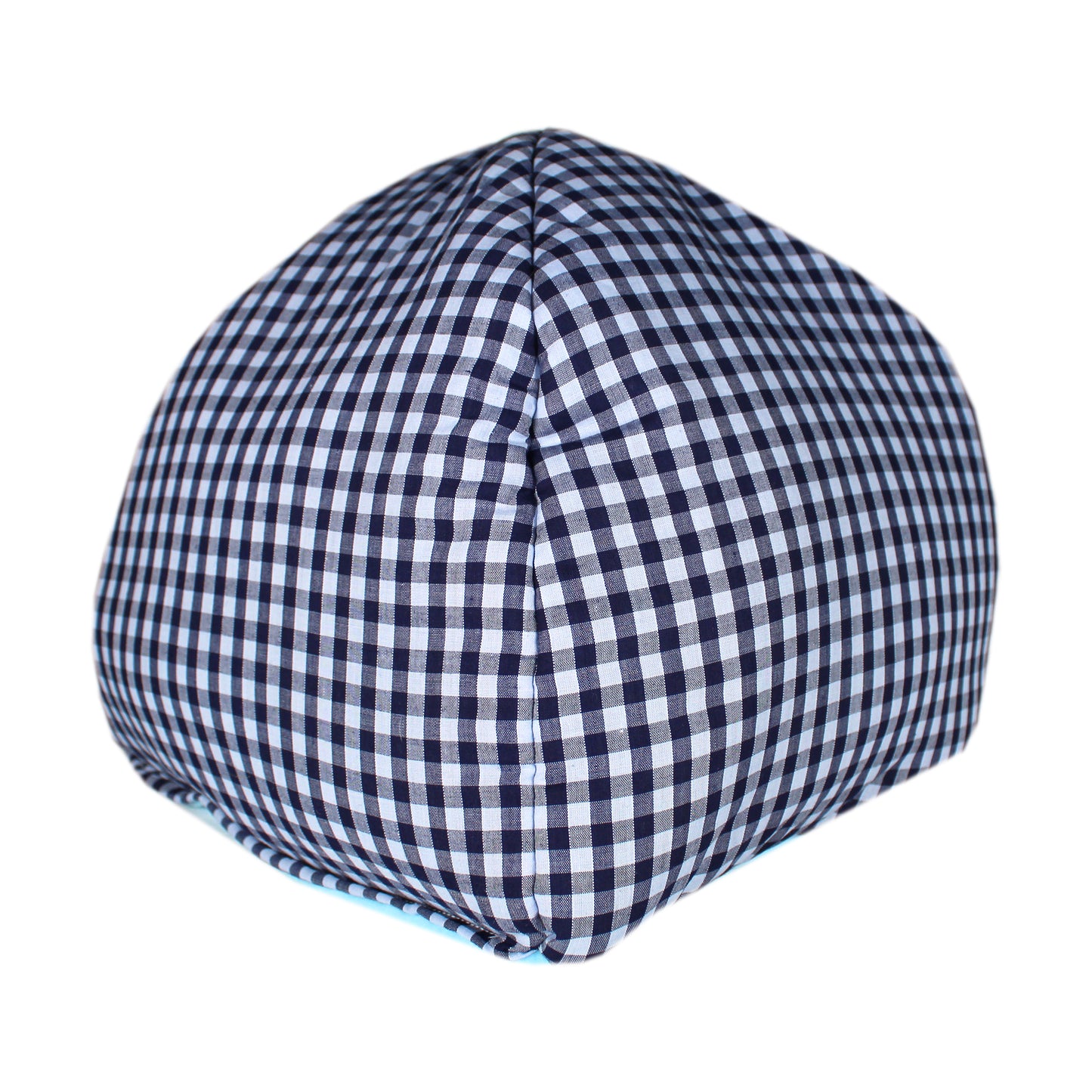 Blue Gingham Pattern Hidey House, rear view of the hidey house