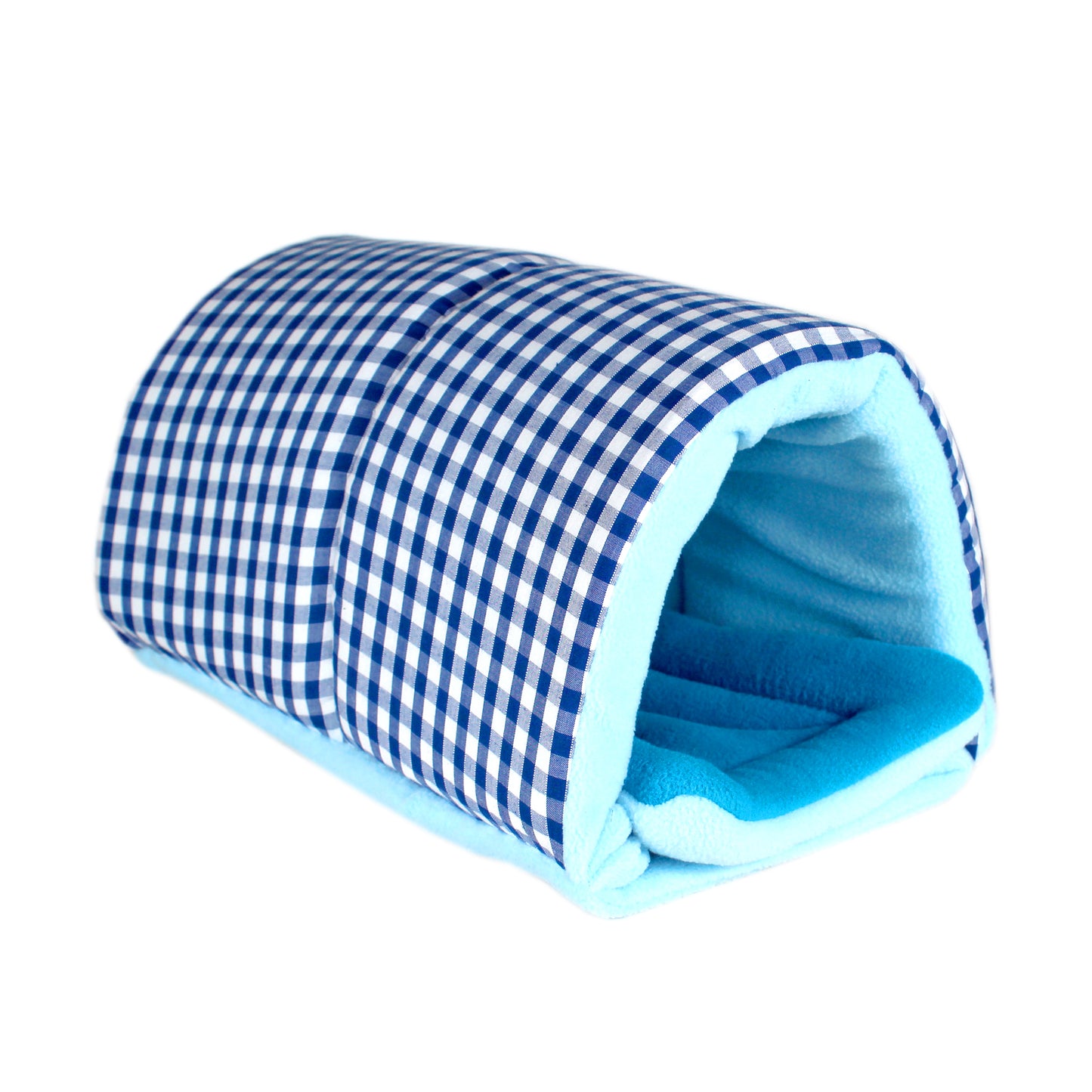 Blue Gingham Squish Tunnel For Guinea Pigs