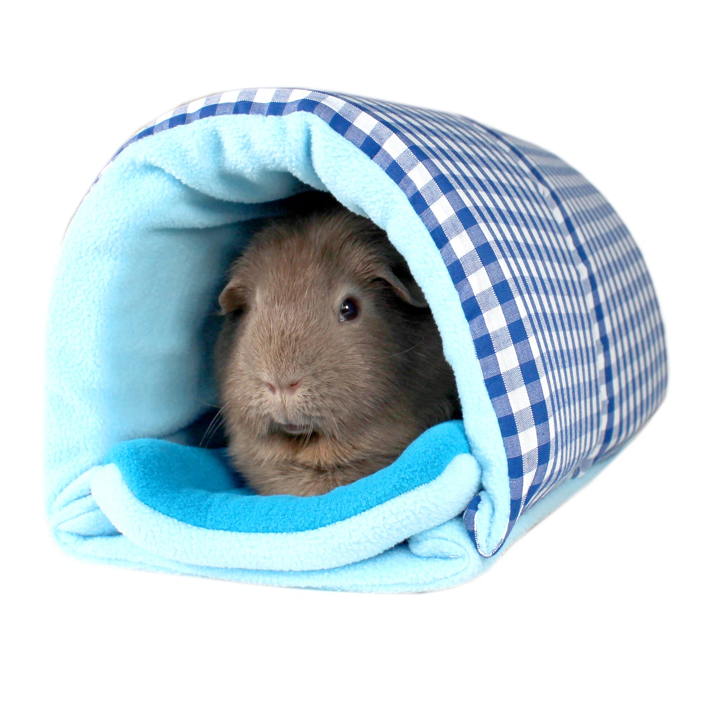 Blue Gingham Squish Tunnel For Guinea Pigs
