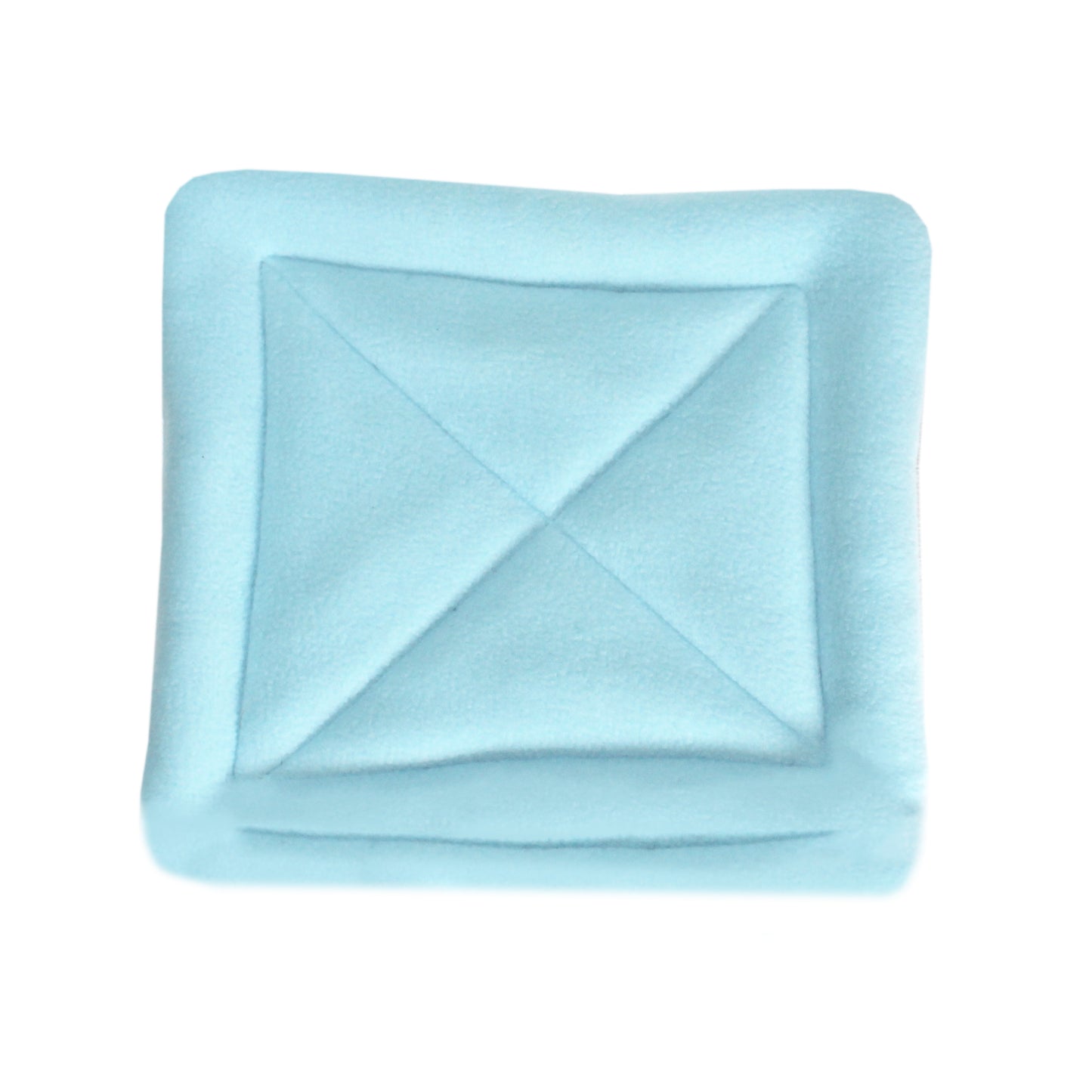 Blue Patchwork Hidey House For Guinea Pig, top view of the removeable pee pad