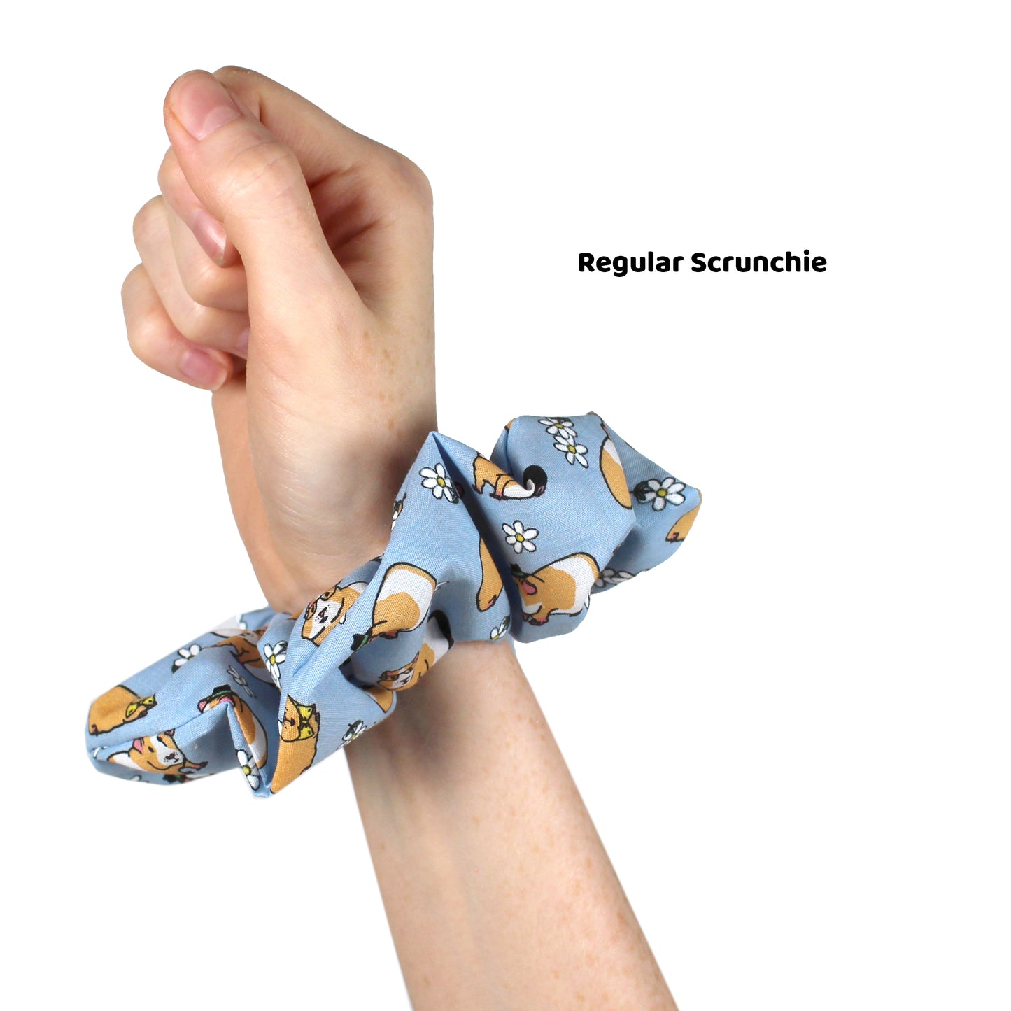Baby Blue Guinea Pig Hair Scrunchie - Large Or Regular Scrunchie