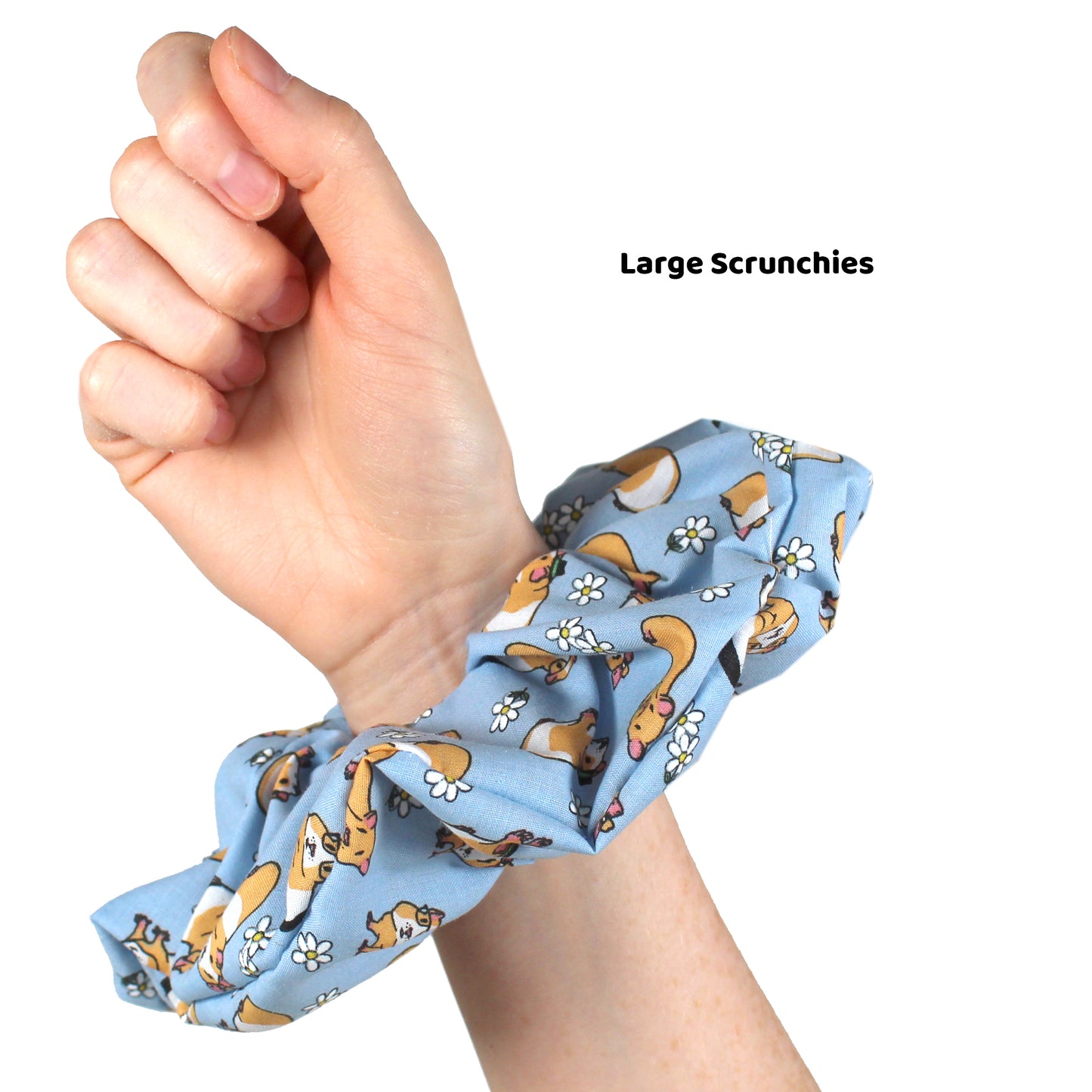 Baby Blue Guinea Pig Hair Scrunchie - Large Or Regular Scrunchie