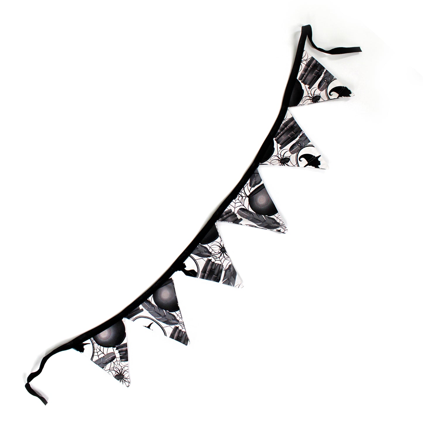 Black and white decorative bunting on a white background