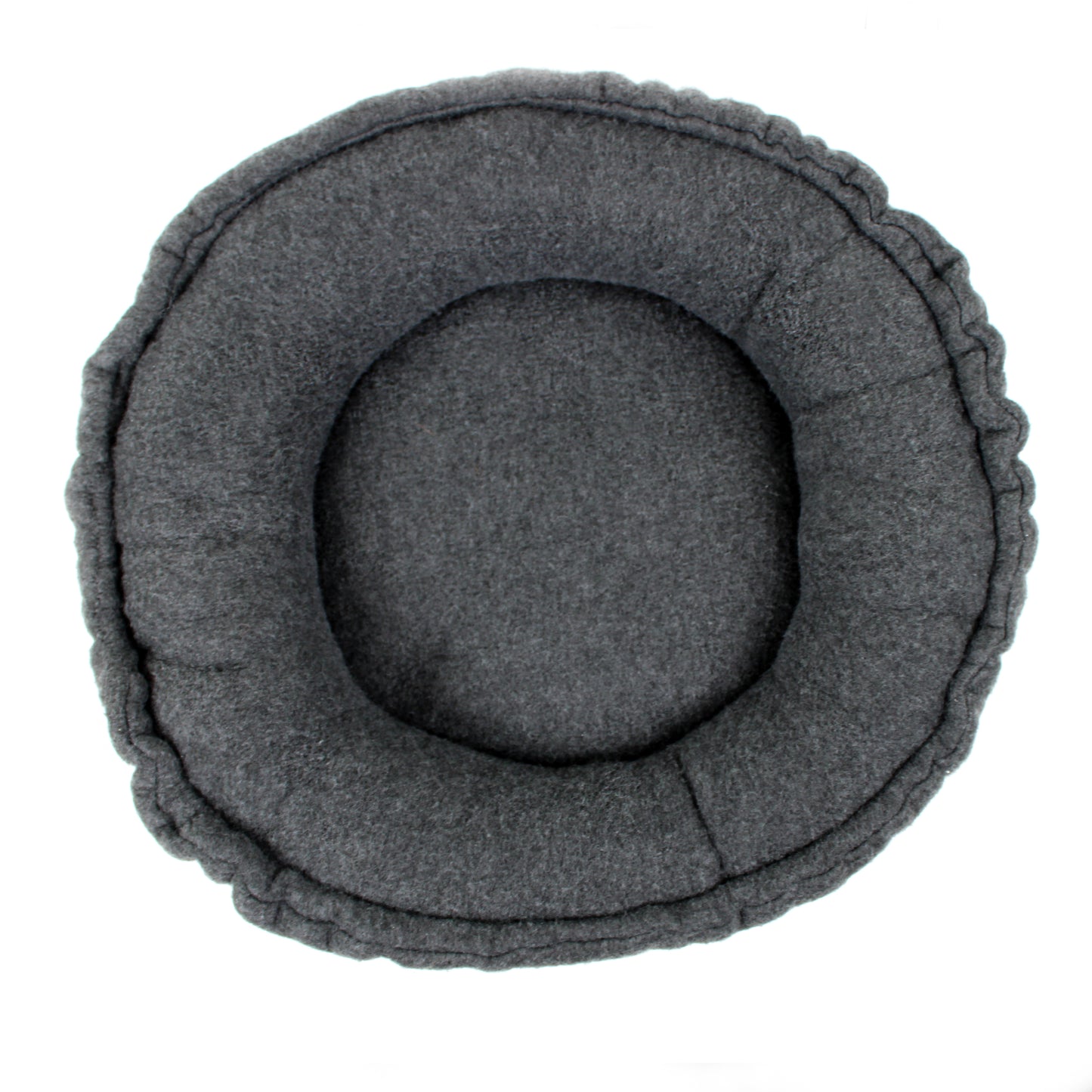 Gray donut bed on a white background