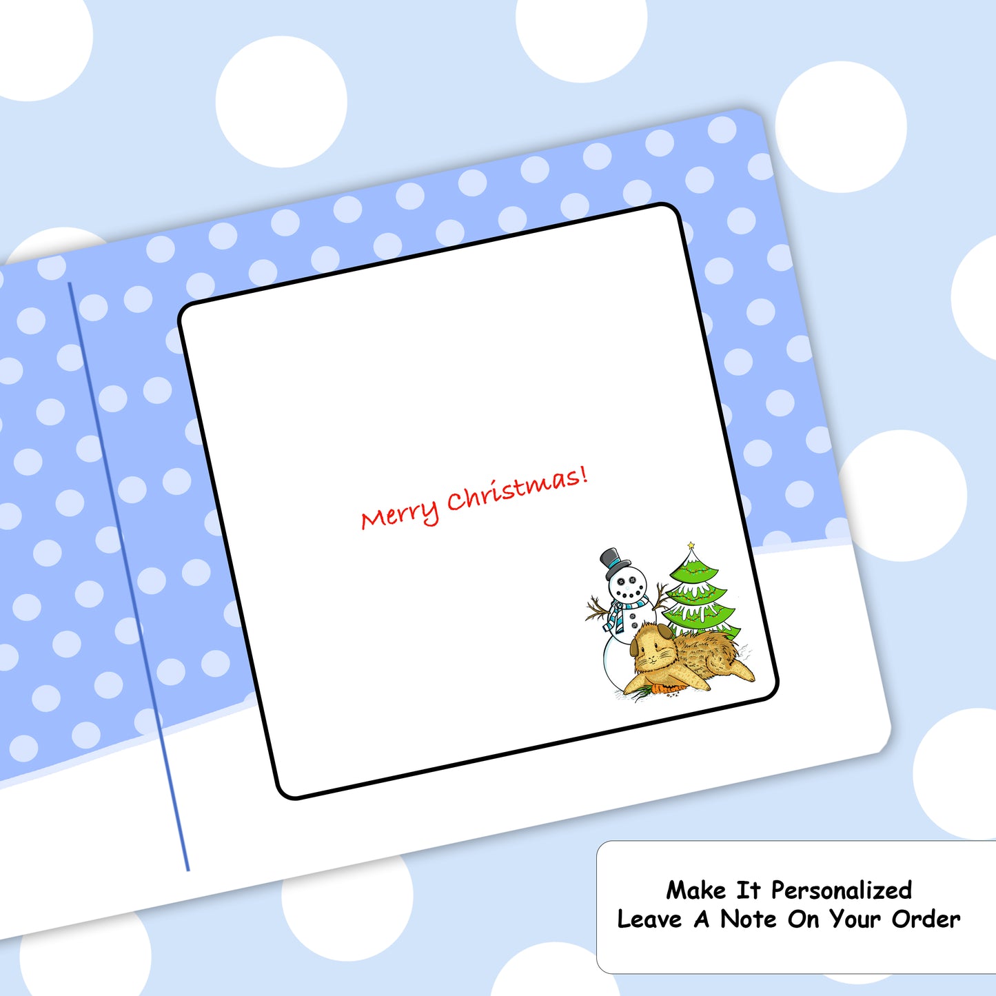 Guinea Pig And Snowman - Christmas Greetings Card