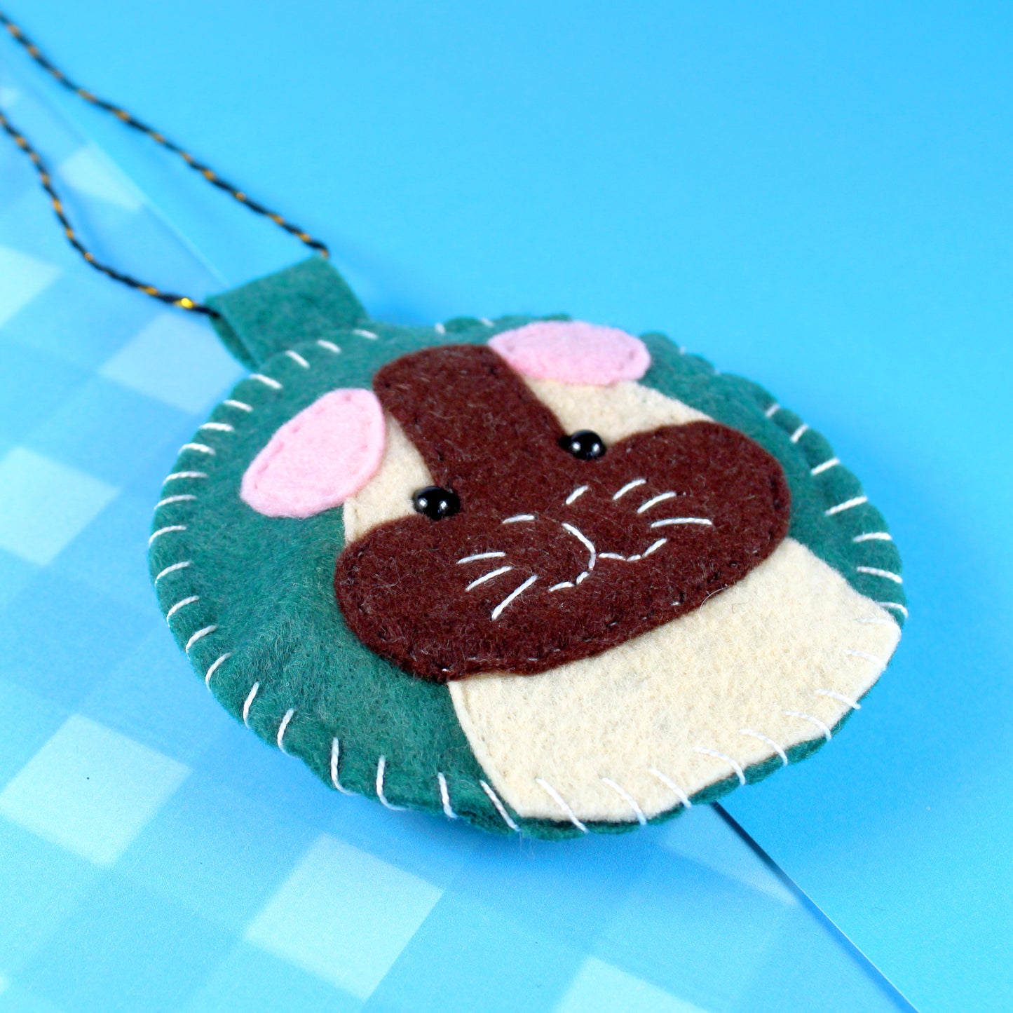 Felt Brown & Cream Guinea Pig Decoration
