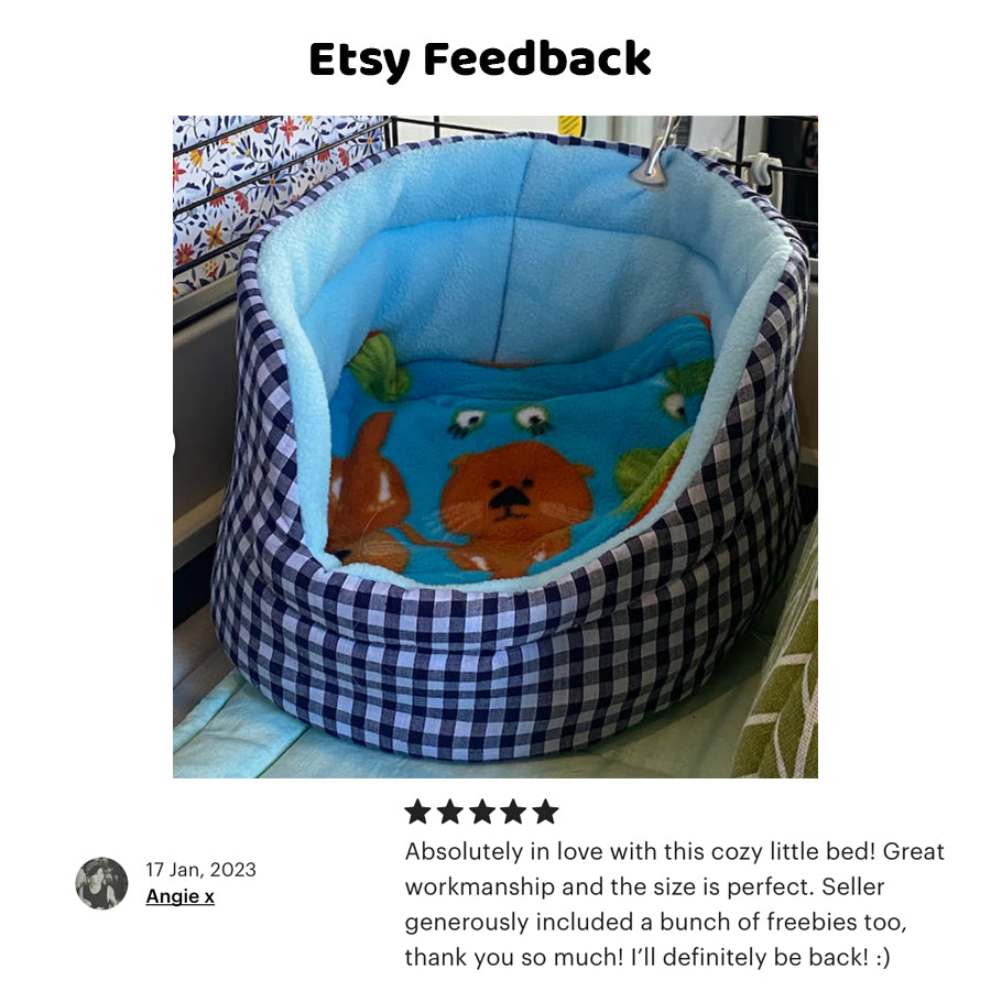 Blue Gingham Bed for Guinea Pigs