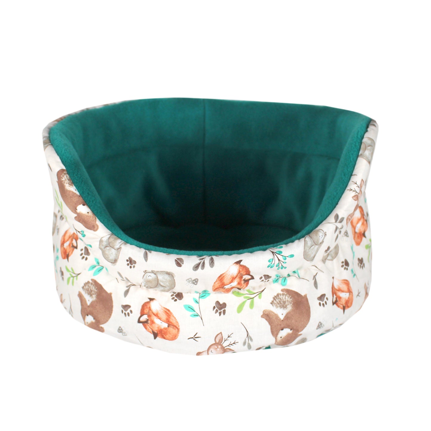 Woodland Pattern Guinea Pig Cuddle Cup, front view empty