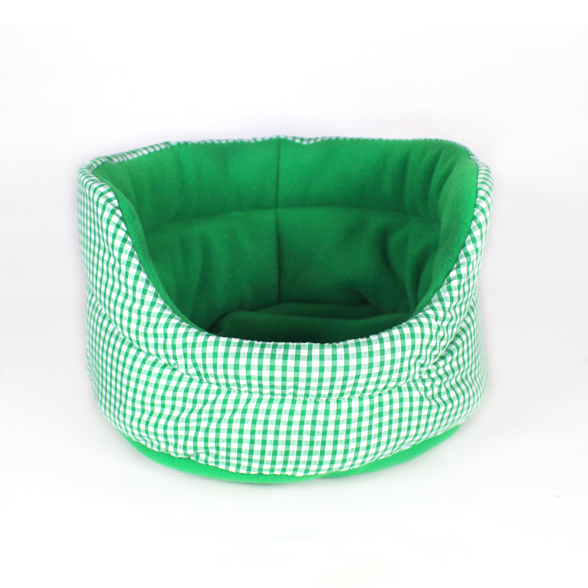Emerald Green Gingham Cuddle Cup Bed, front view of the bed for guinea pigs