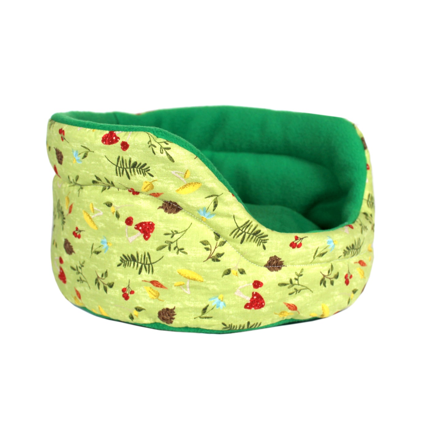 Green Autumn Bed for Guinea Pigs, side view empty