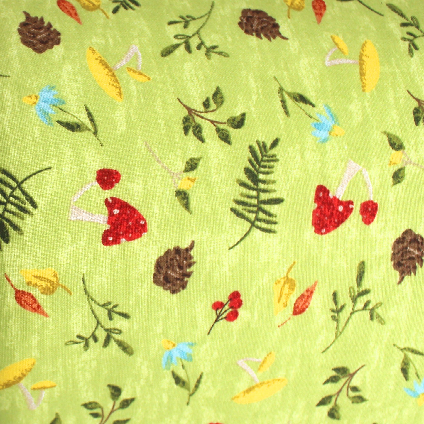 Green Autumn Pattern Squish Tunnel for Guinea Pigs, close up of the Green Autumn Pattern