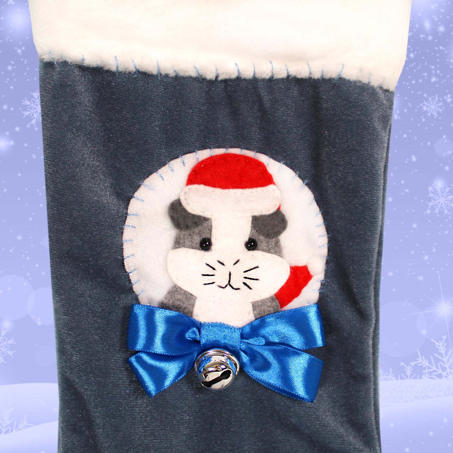 White And Grey Guinea Pig Luxury Christmas Stocking