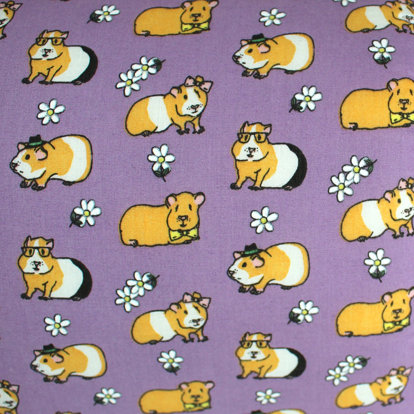 Purple Guinea Pig Pattern Cuddle Cup, close up of purple guinea pig pattern fabric