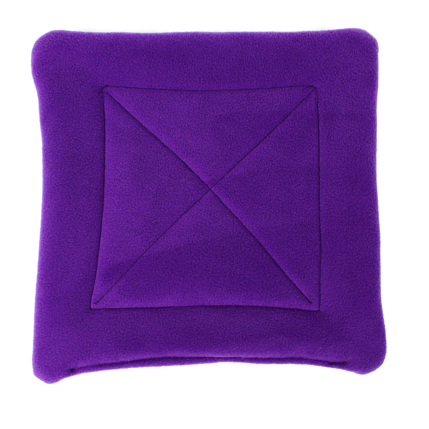 Purple fleece pee pad with a central diamond pattern on a white background