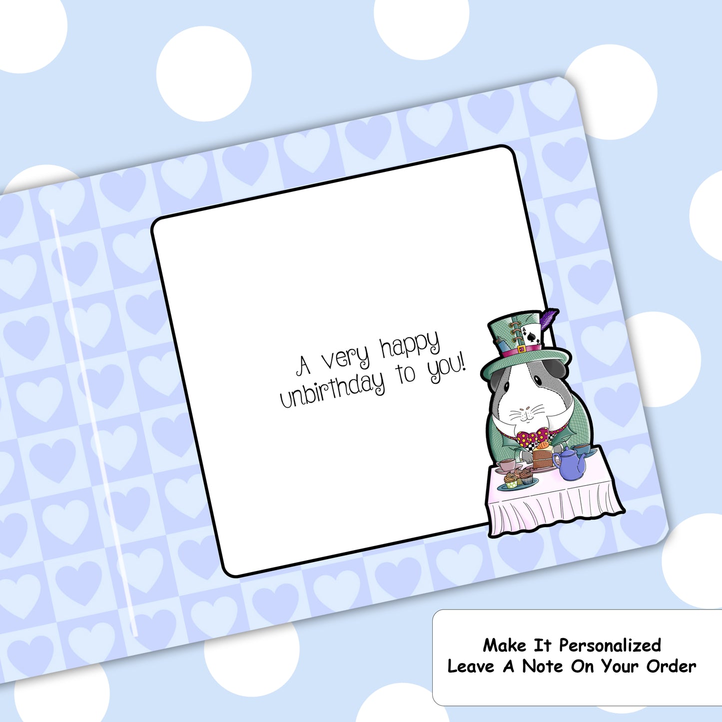 Mad Hatter Guinea Pig Birthday Card