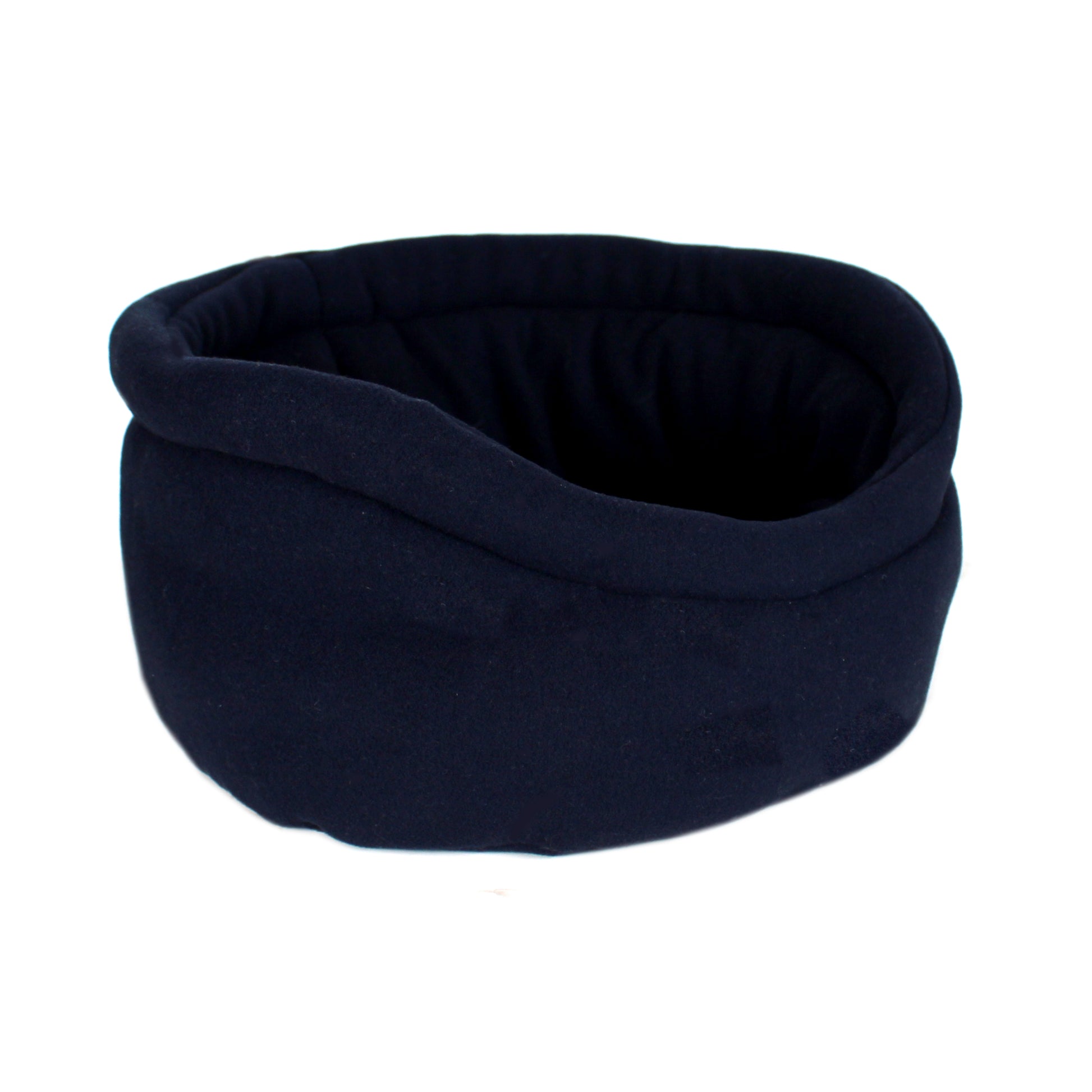 Navy Blue Fleece Guinea Pig Bed, side view empty