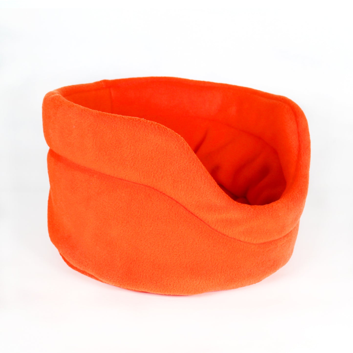 Orange Cuddle Cup Bed, side view of the fleece guinea pig bed