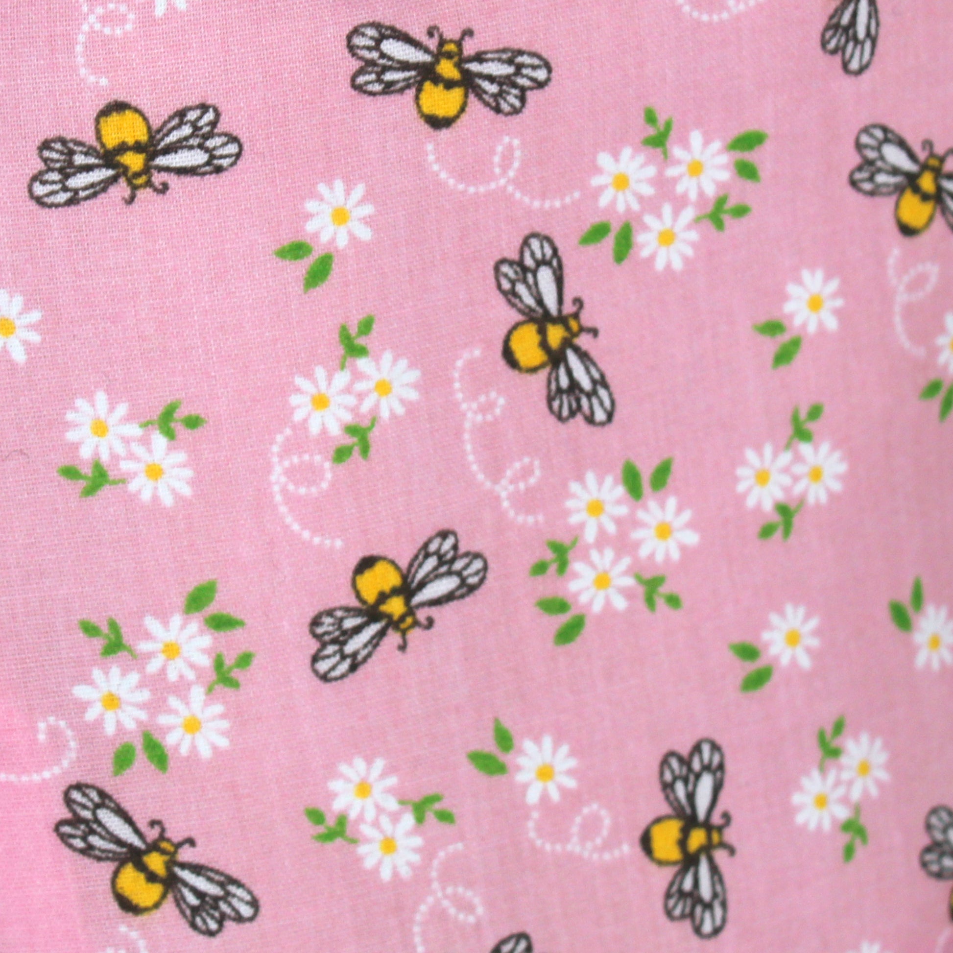 Pink Bee Pattern Guinea Pig Bed, close up view of the cotton fabric