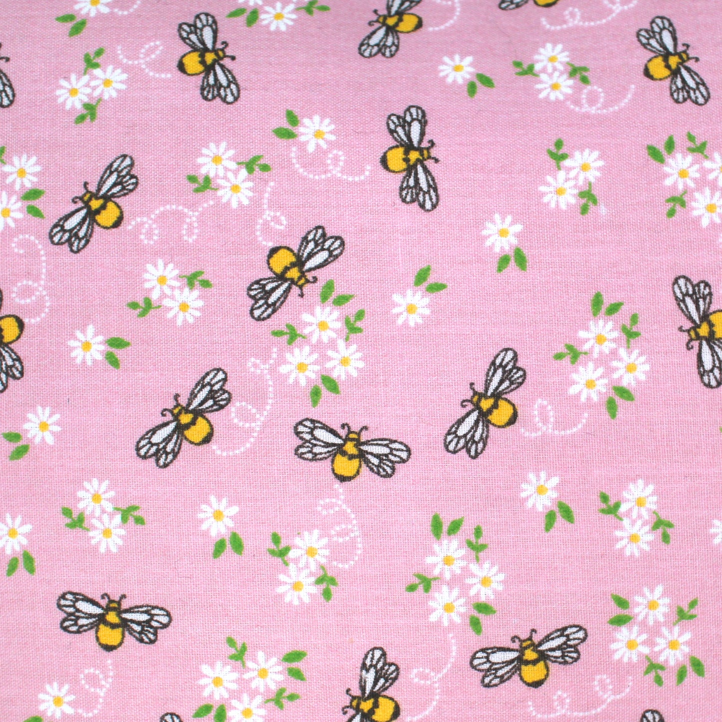 Pink Bee Guinea Pig Hidey Hut, close up view of the pink bee pattern cotton fabric