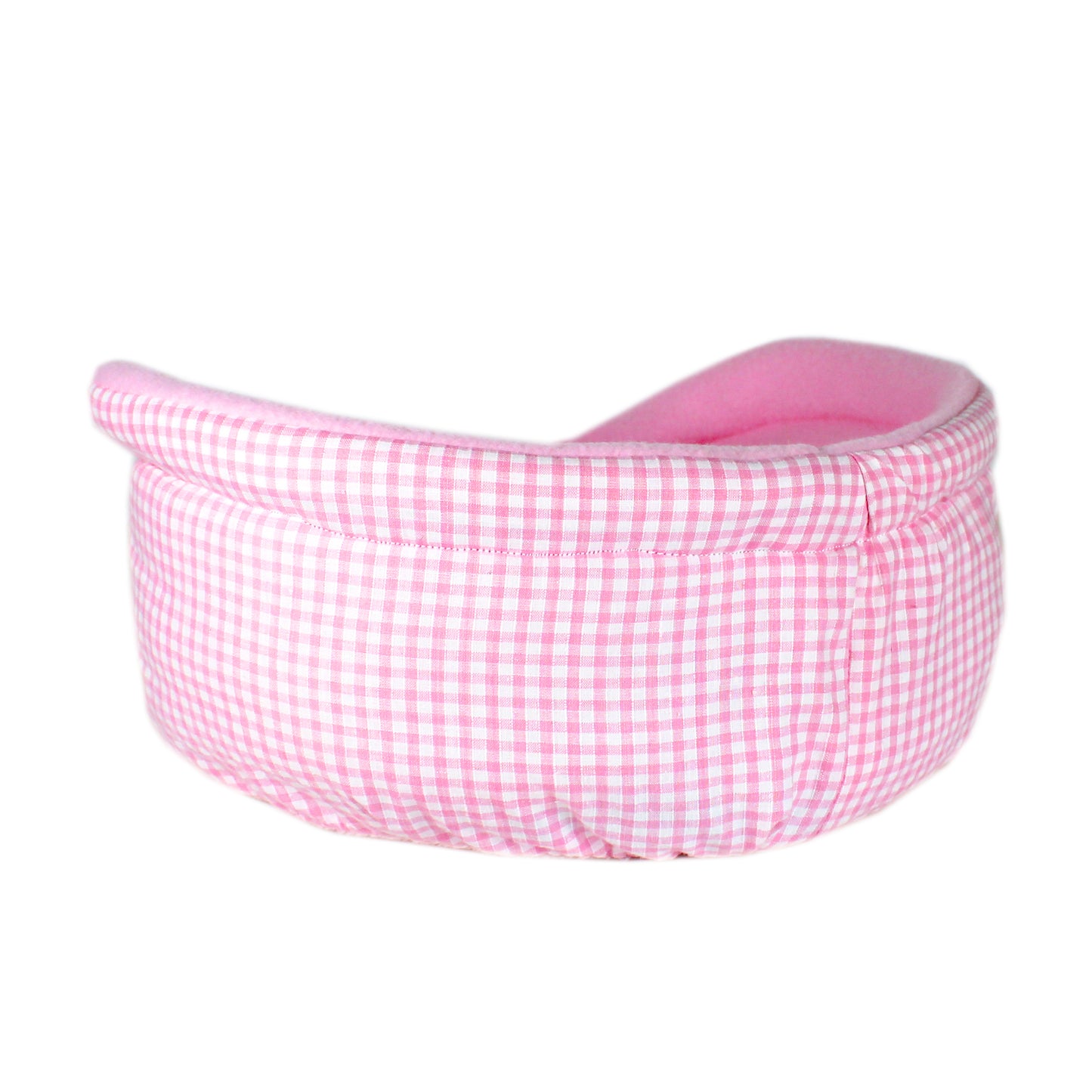 Pink Gingham Guinea Pig Bed, rear view empty