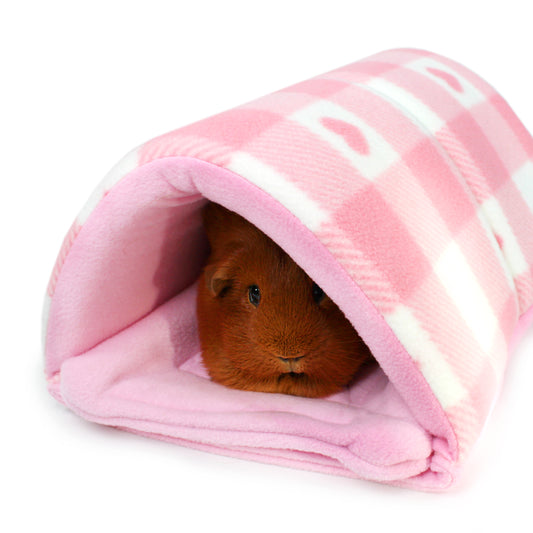Pink Gingham Hearts Squish Tunnel for Guinea Pigs
