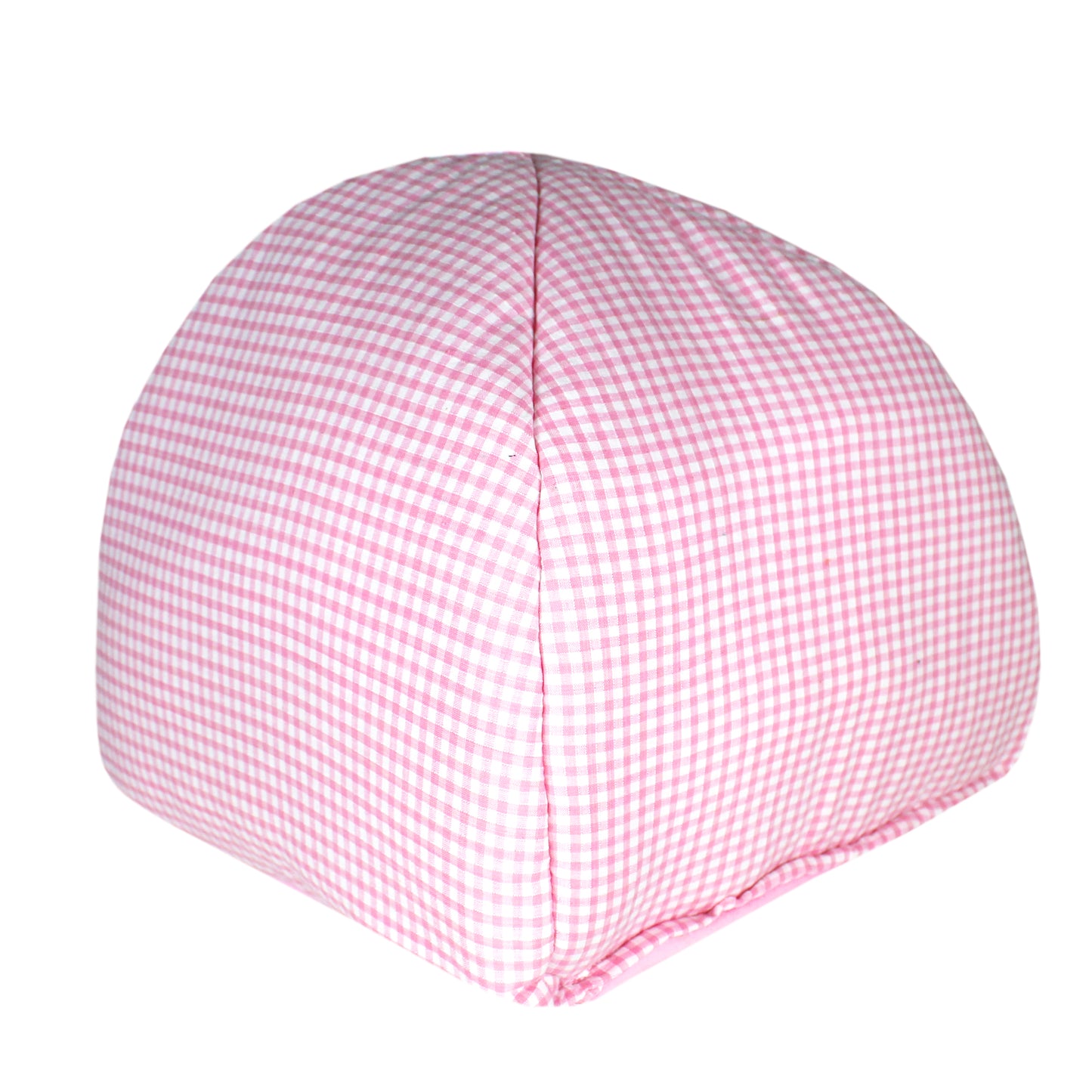 Pink Gingham Guinea Pig Hidey House, rear view of the hideout