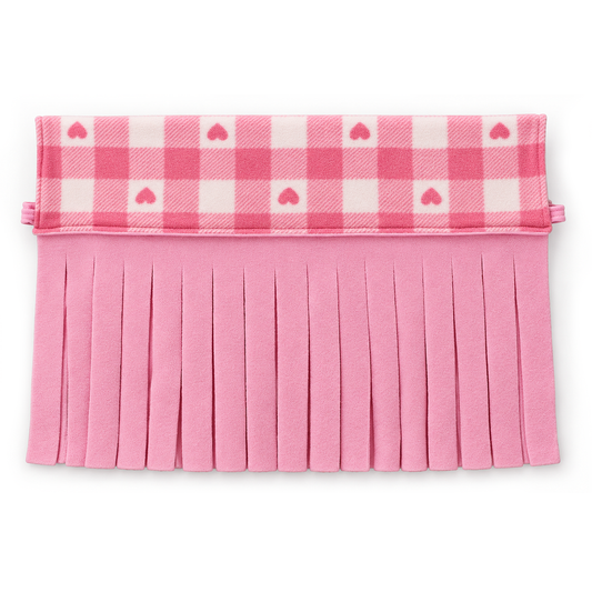 Pink Heart Gingham fleece forest for guinea pigs with soft pink strip curtains