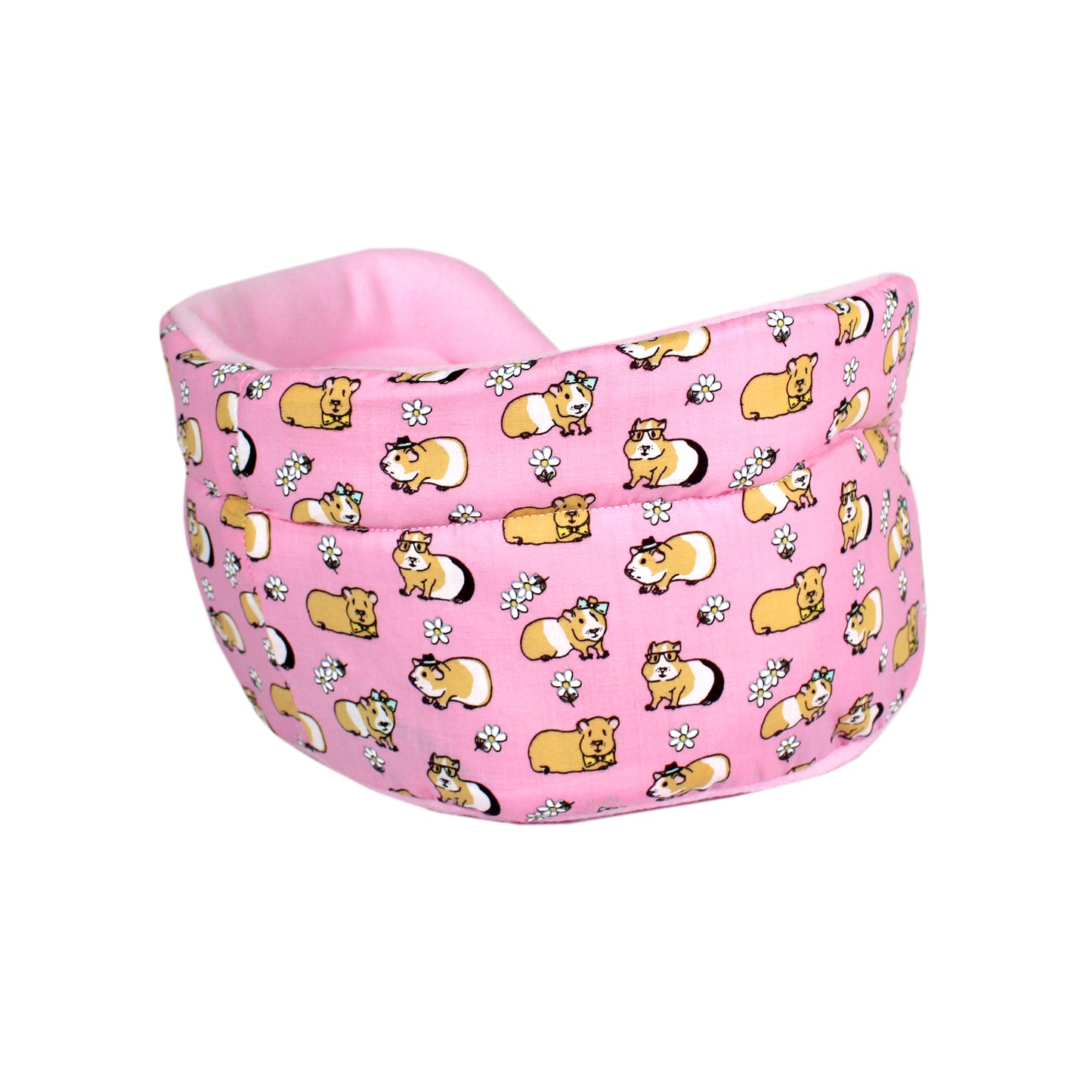 Pink Guinea Pig Pattern Bed for Guinea Pigs, back view empty
