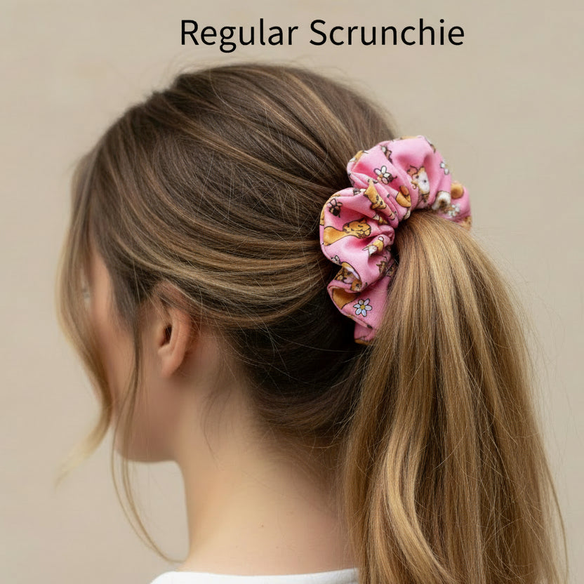 Pink Guinea Pig Hair Scrunchie - Large Or Regular Scrunchie