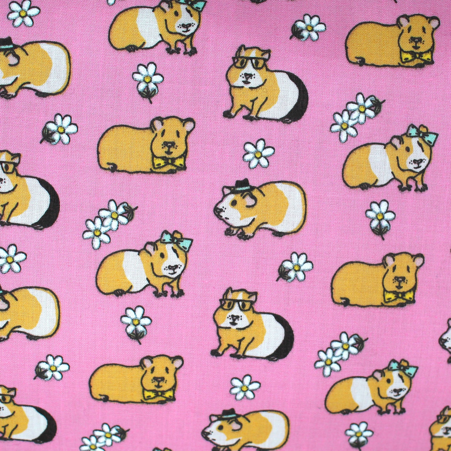 Pink Guinea Pig Pattern Hidey Hut, close up of the pink guinea pig cotton fabric