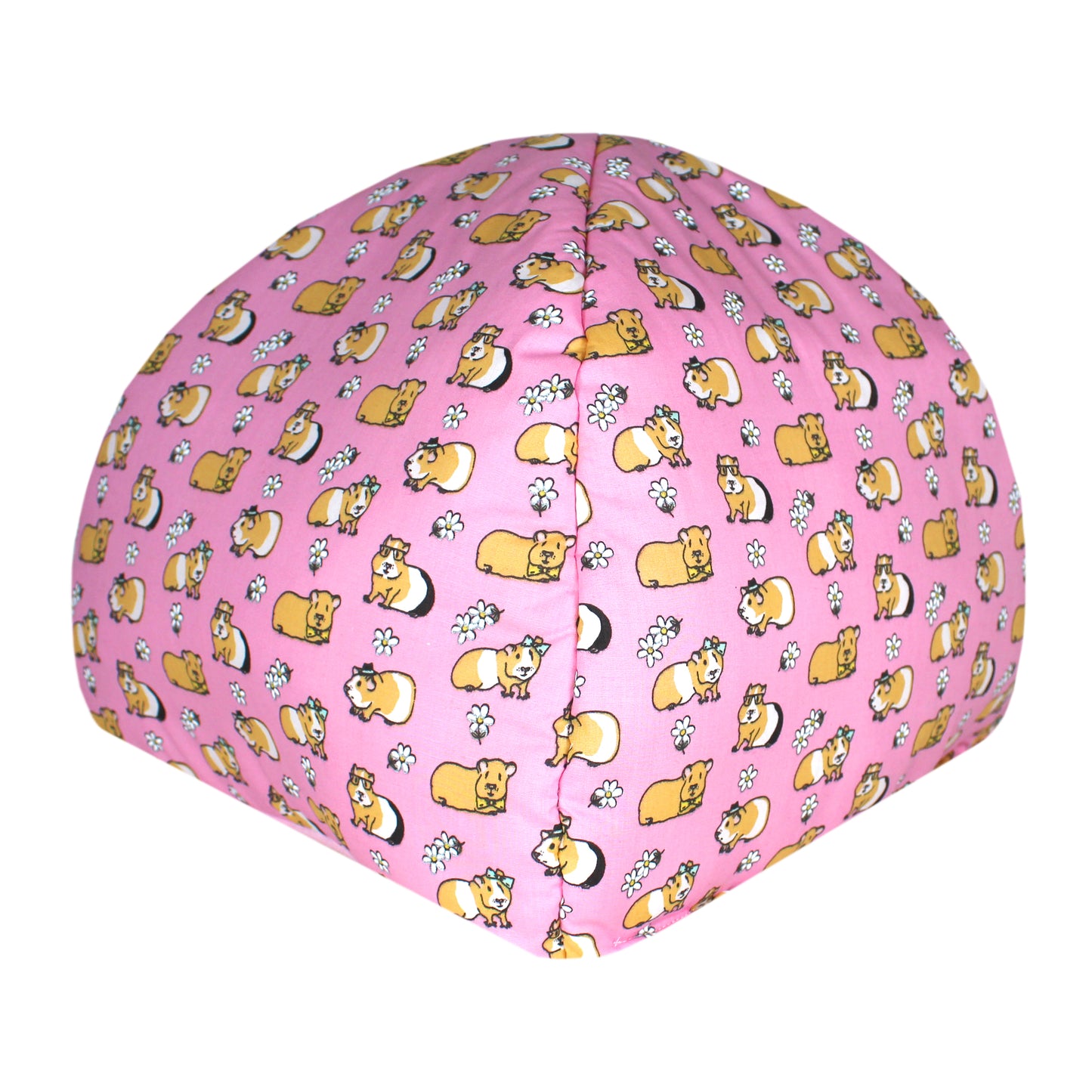 Pink Guinea Pig Pattern Hidey Hut, rear view of the hideaway