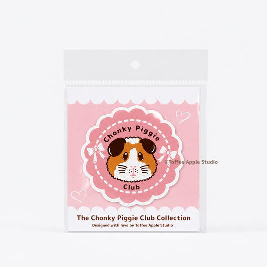 Pink Chonky Piggie Club Guinea Pig Vinyl Sticker - White