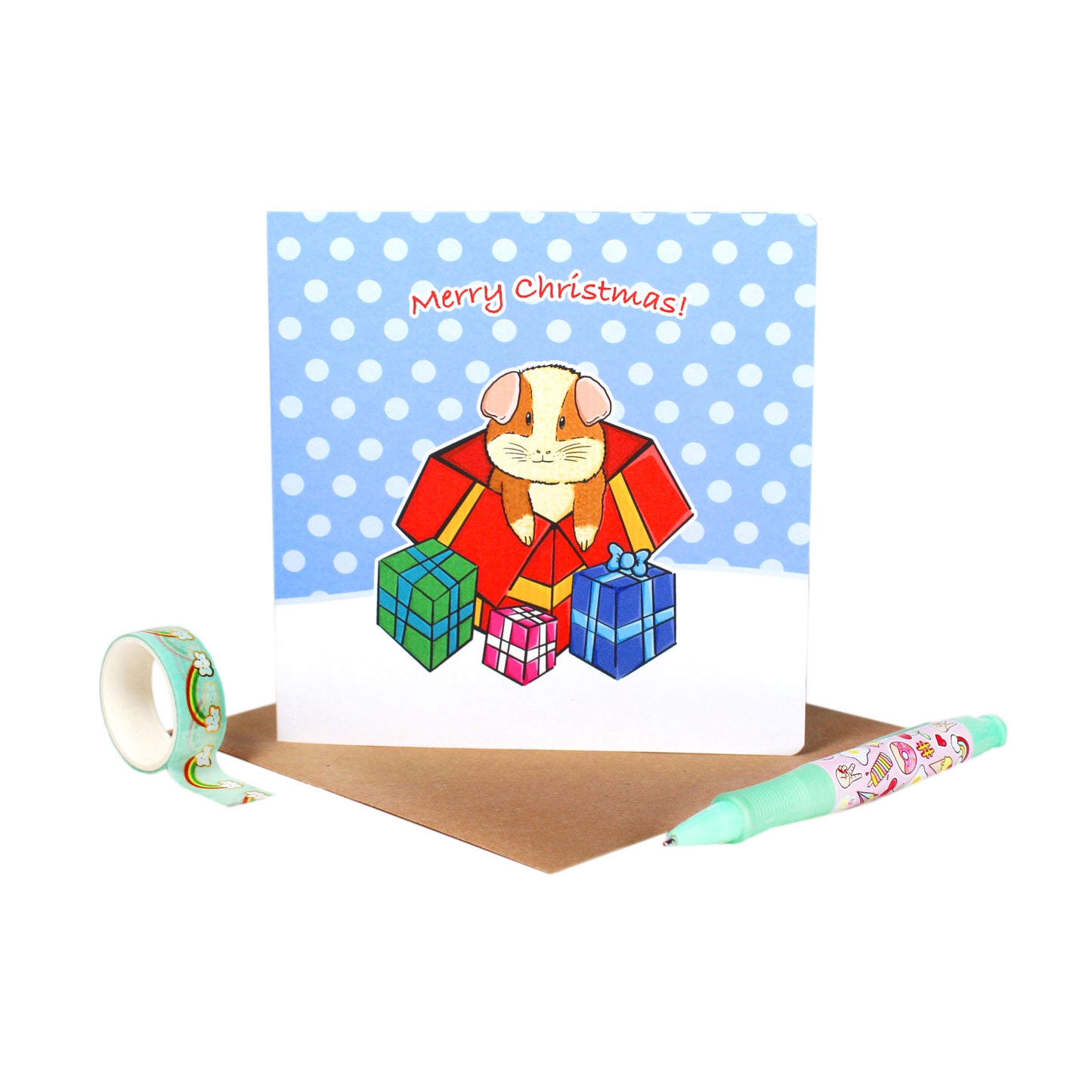 Guinea Pig Christmas Presents Greetings Card