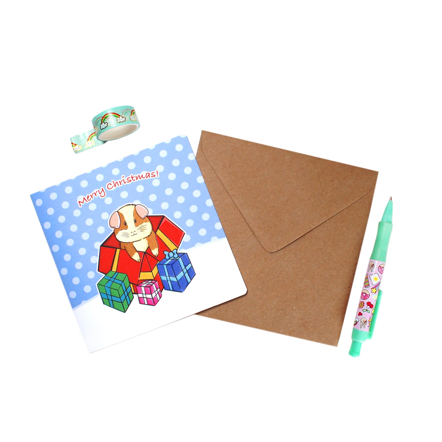 Guinea Pig Christmas Presents Greetings Card