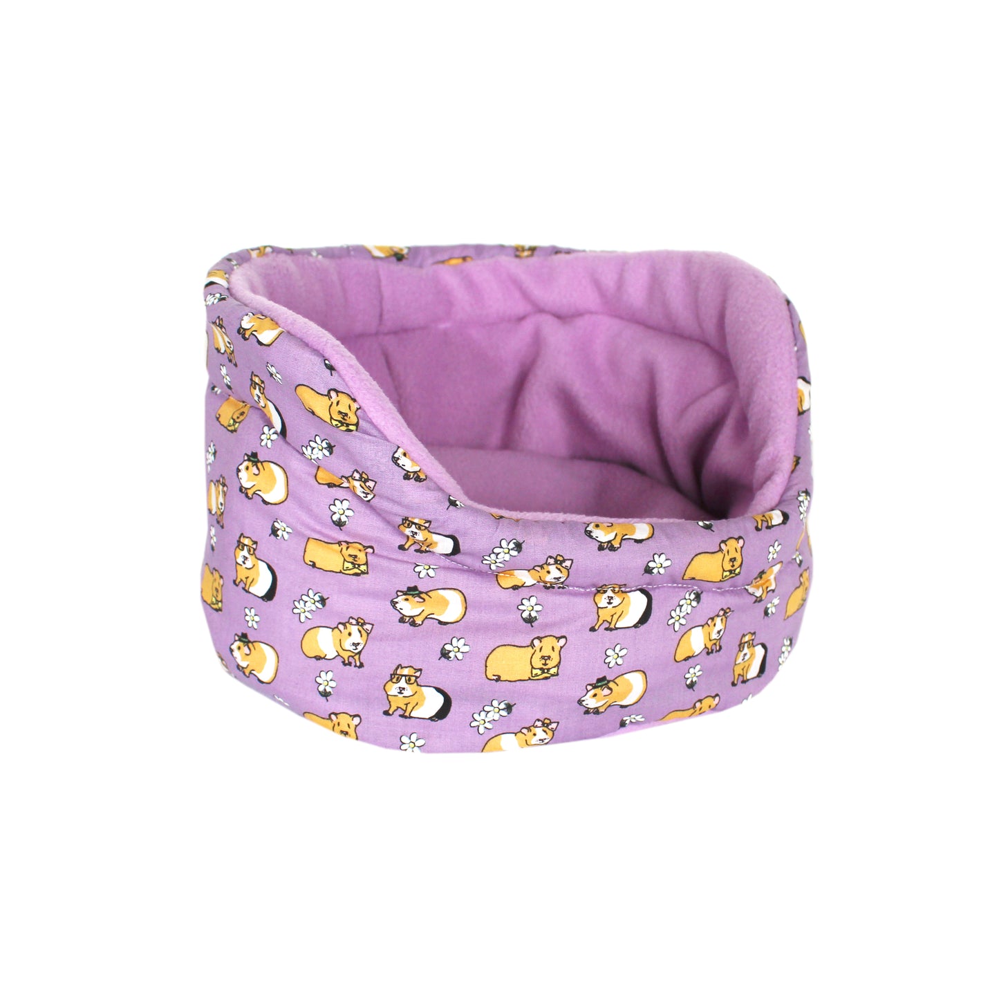 Purple Guinea Pig Pattern Cuddle Cup, side view empty