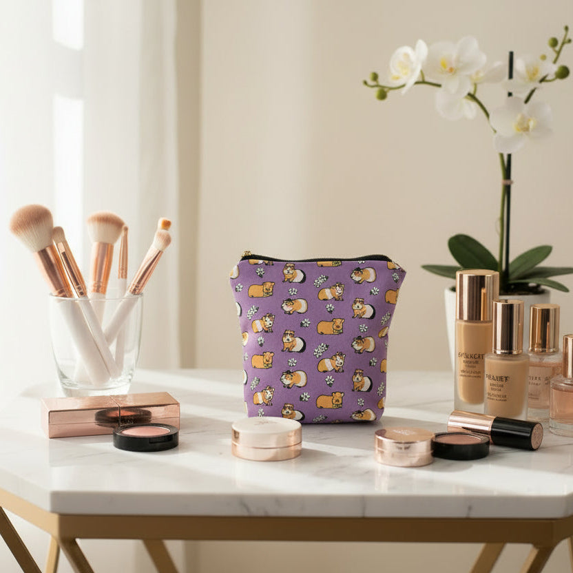 Purple Guinea Pig Quilted Accessory Bag