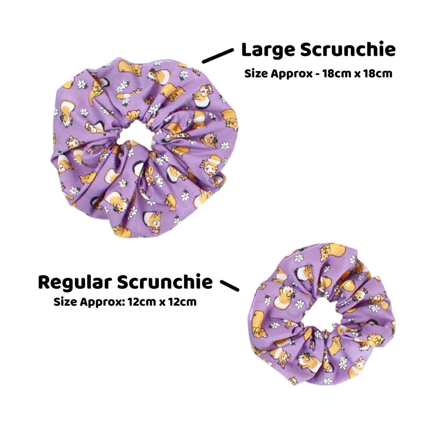 Purple Guinea Pig Hair Scrunchie - Large Or Regular Scrunchie