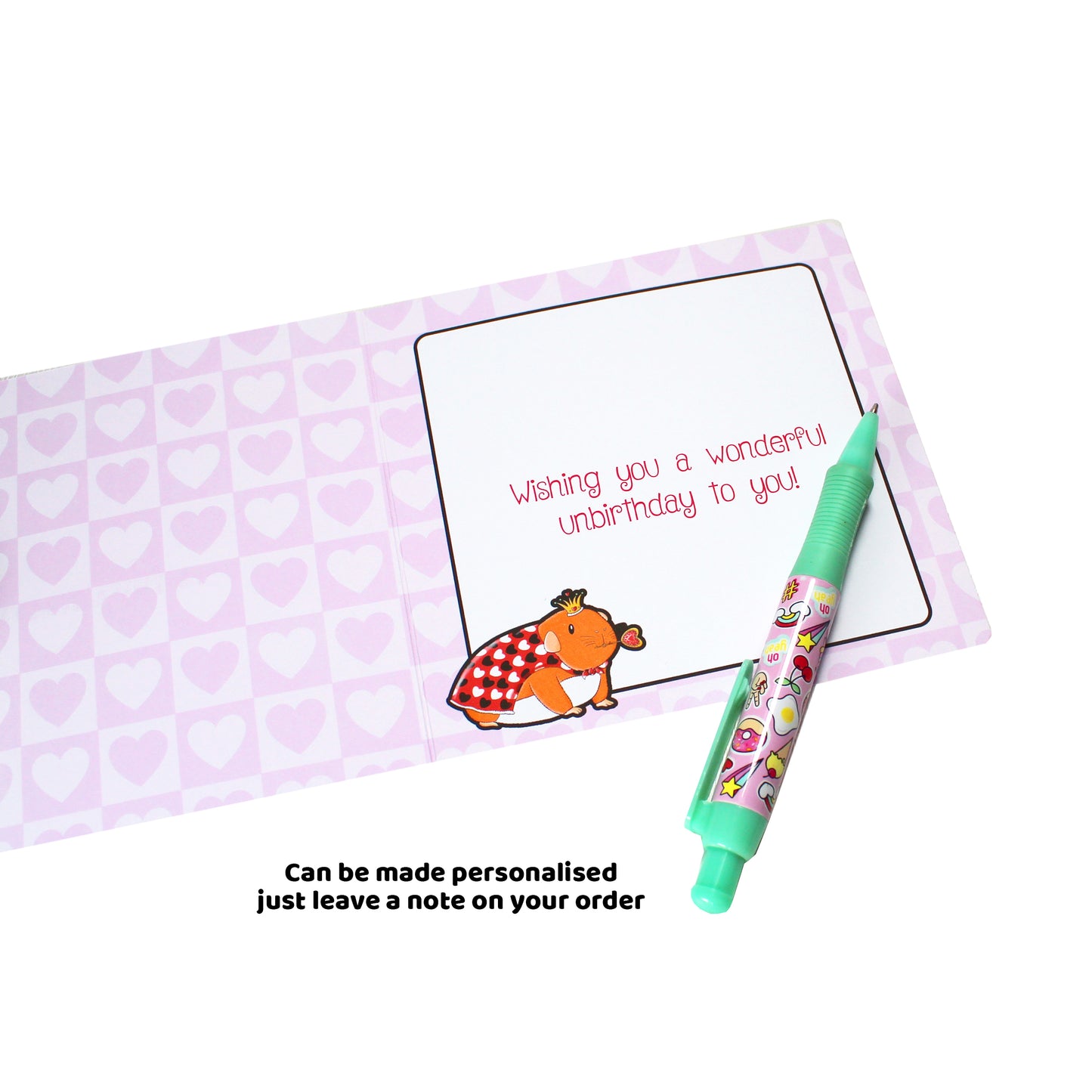 Queen Guinea Pig Birthday Card, inside view of the birthday wishes card