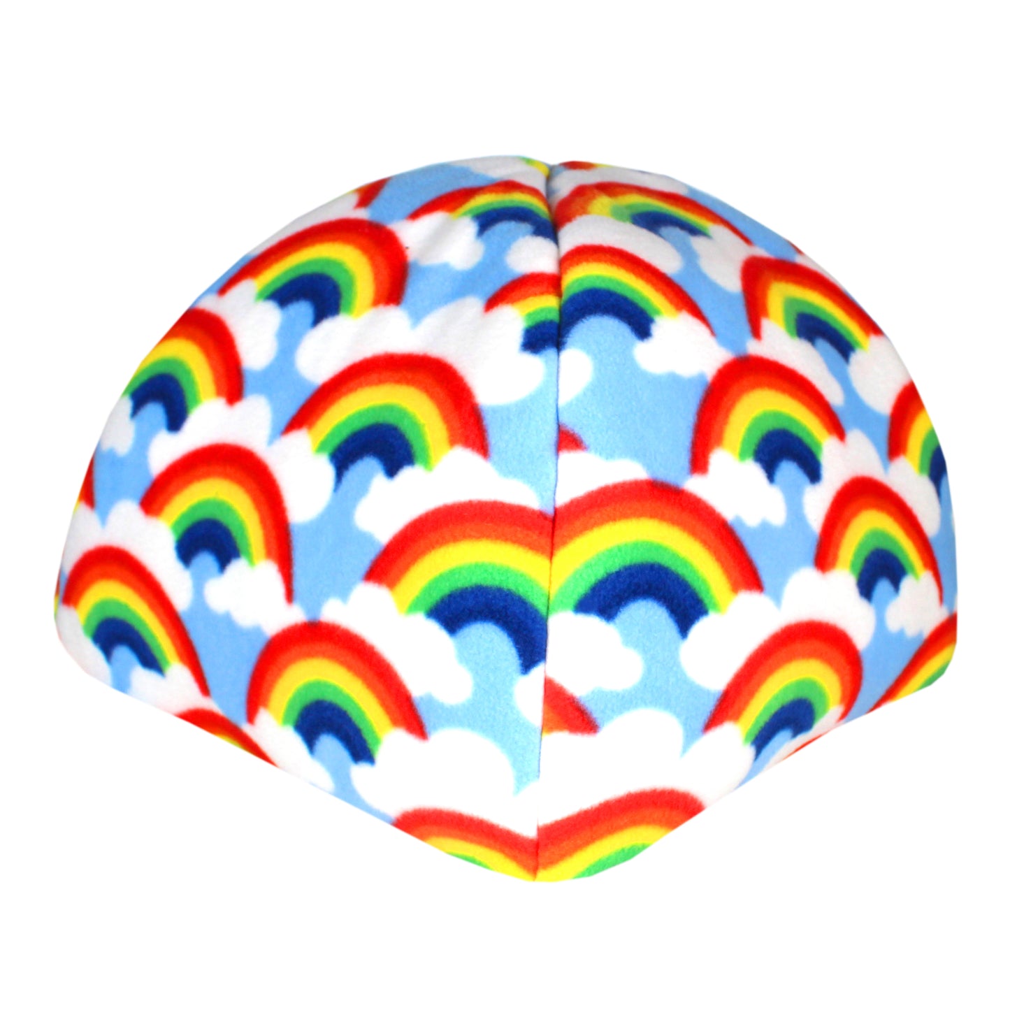 Rainbow Fleece Hidey House for Guinea Pigs, rear view of the hideout