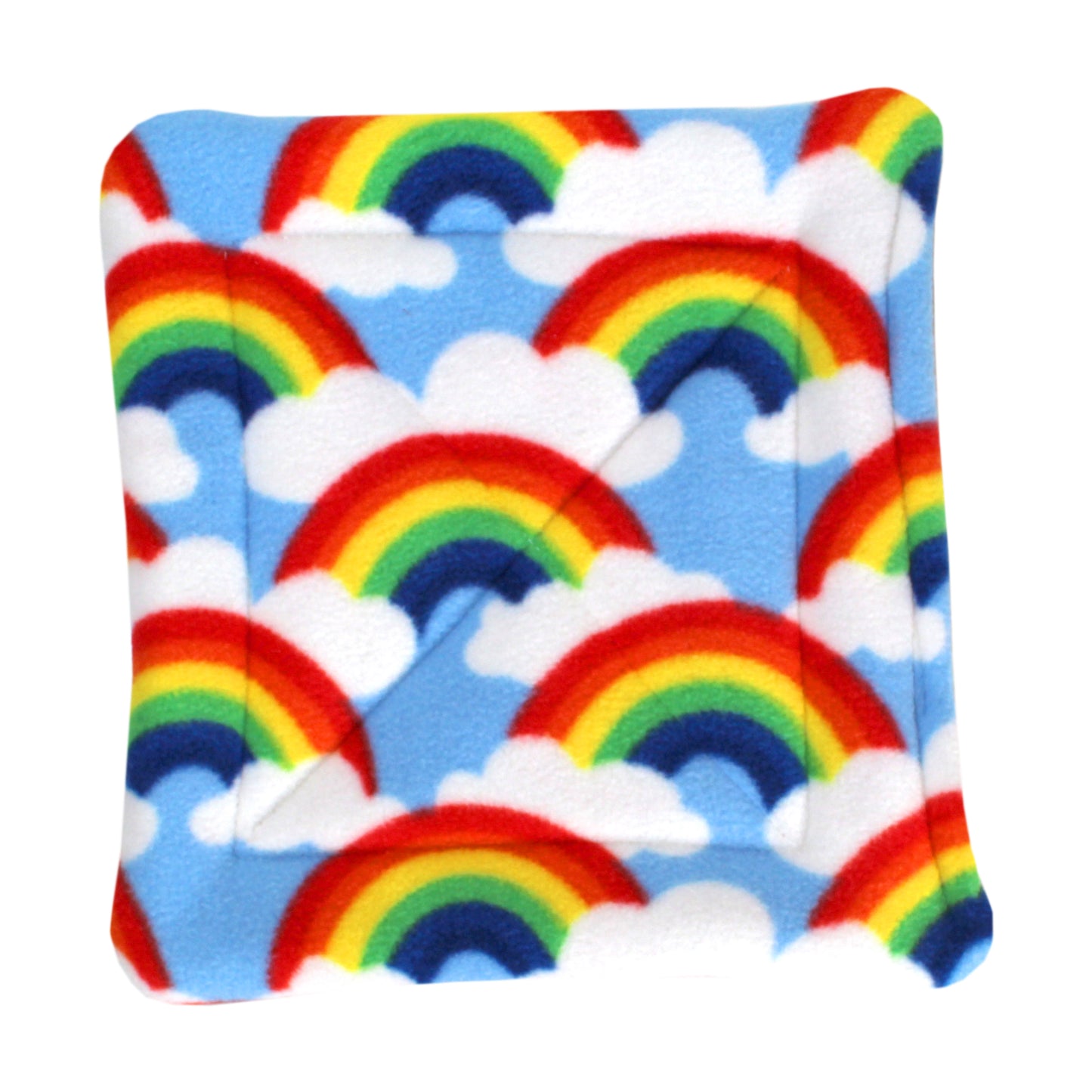Rainbow Fleece Hidey House for Guinea Pigs, top view of the pee pard