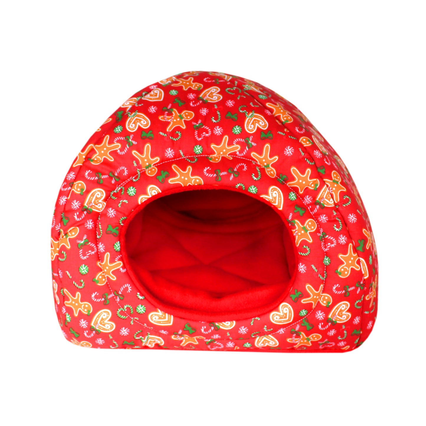 Red Gingerbread Guinea Pig Hidey House, front view of the hideout